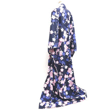 Load image into Gallery viewer, Yukata Navy Sakura Tall Wide Cotton #9917B4
