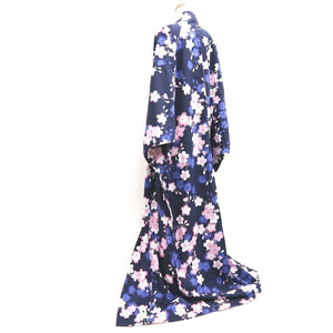 Yukata Navy Sakura Tall Wide Cotton #9917B4