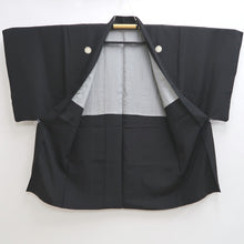 Load image into Gallery viewer, Men&#39;s Haori Vintage(1950-1980) Black Habutae Silk #9986C2
