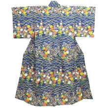 Load image into Gallery viewer, Kimono Blue Chrysanthemum Silk #10528B2
