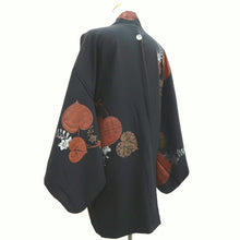 Load image into Gallery viewer, Haori Jacket Vintage(1950-1980) Black Leaves Silk #10208E1
