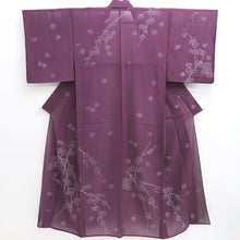 Load image into Gallery viewer, Kimono Vintage(1950-1980) Purple See-Through Maple Leaf Branch Silk #10280E4
