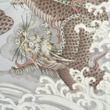 Load image into Gallery viewer, Men's Haori Vintage(1950-1980) Dark Brown Double Dragon Silk #10653C4
