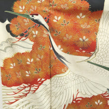Load image into Gallery viewer, Tomesode Vintage(1920-1950) Black Crane Birds Hand painted Silk #10497B1

