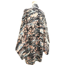 Load image into Gallery viewer, Haori Jacket Vintage(1950-1980) Black Floral pattern Silk #11019A2
