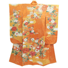 Load image into Gallery viewer, Furisode Orange Chrysanthemum Silk #11086A5
