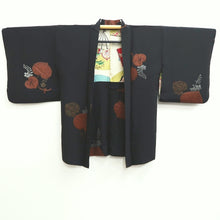 Load image into Gallery viewer, Haori Jacket Vintage(1950-1980) Black Leaves Silk #10208E1
