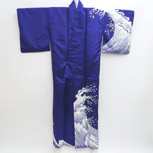 Load image into Gallery viewer, Kimono Blue White Curling Wave Synthetic #9675J3
