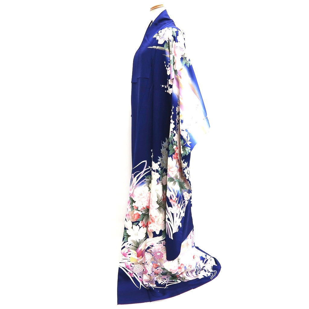 Furisode Blue Bird Plum blossom Silk #10339F2