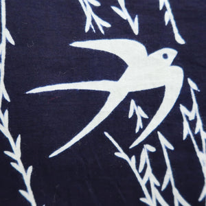 Yukata Vintage(1950-1980) Navy Swallow Willow Cotton #10481A5