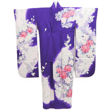 Load image into Gallery viewer, Furisode Purple Flower Silk #10548B3
