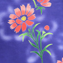 Load image into Gallery viewer, Yukata Blueish Purple Flower Cotton #10763D4
