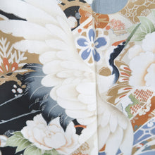 Load image into Gallery viewer, Tomesode Vintage(1920-1950) Black Hand painted Crane Birds Silk #10406A1
