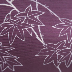 Kimono Vintage(1950-1980) Purple See-Through Maple Leaf Branch Silk #10280E4