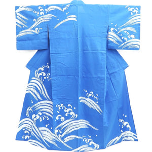 Yukata Vintage(1950-1980) Blue Wave Cotton #10352F3