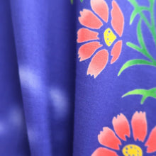 Load image into Gallery viewer, Yukata Blueish Purple Flower Cotton #10763D4
