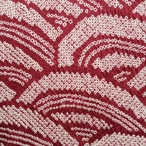 Haori Jacket Vintage(1950-1980) Wine red Shibori Wave Silk #9745A2