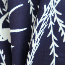 Load image into Gallery viewer, Yukata Vintage(1950-1980) Navy Swallow Willow Cotton #10481A5
