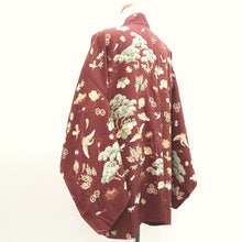 Load image into Gallery viewer, Haori Jacket Vintage(1950-1980) Reddish Brown Pine Tree Silk #10118D2
