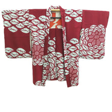 Load image into Gallery viewer, Haori Jacket Vintage(1920-1950) Wine red Light Blue Shibori Chrysanthemum Silk #11008F5
