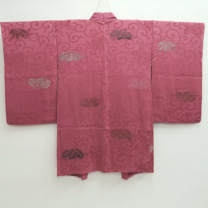 Haori Jacket Vintage(1920-1950) Pink Rinzu Karakusa Long Silk #9639J1
