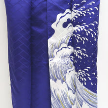 Load image into Gallery viewer, Kimono Blue White Curling Wave Synthetic #9675J3
