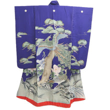 Load image into Gallery viewer, Furisode Vintage(Pre-1920) Blue Peacock Hand painted Silk #11109Z1
