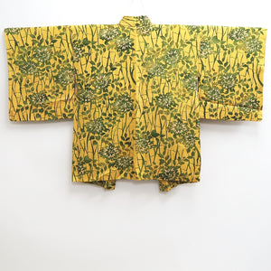 Haori Jacket Vintage(1950-1980) Yellow Flower Silk #9998C3