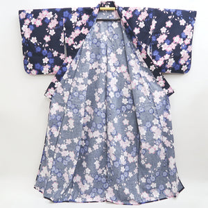 Yukata Navy Sakura Tall Wide Cotton #9917B4