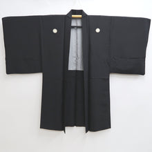 Load image into Gallery viewer, Men&#39;s Haori Vintage(1950-1980) Black Habutae Silk #9986C2
