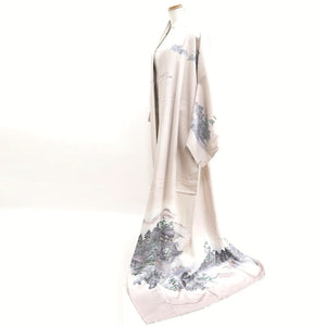 Kimono Oyster white Kiyomizudera Landscape Tall Silk #9930B5