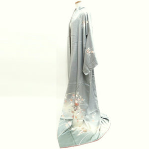 Kimono Gray Chrysanthemum Sayagata Tall Silk #9940B5