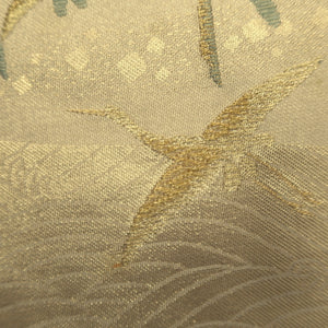 Fukuro Obi Gold Crane Birds Silk BB339V9