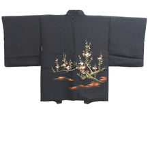 Load image into Gallery viewer, Haori Jacket Black Gold Branch Silk #10999F4
