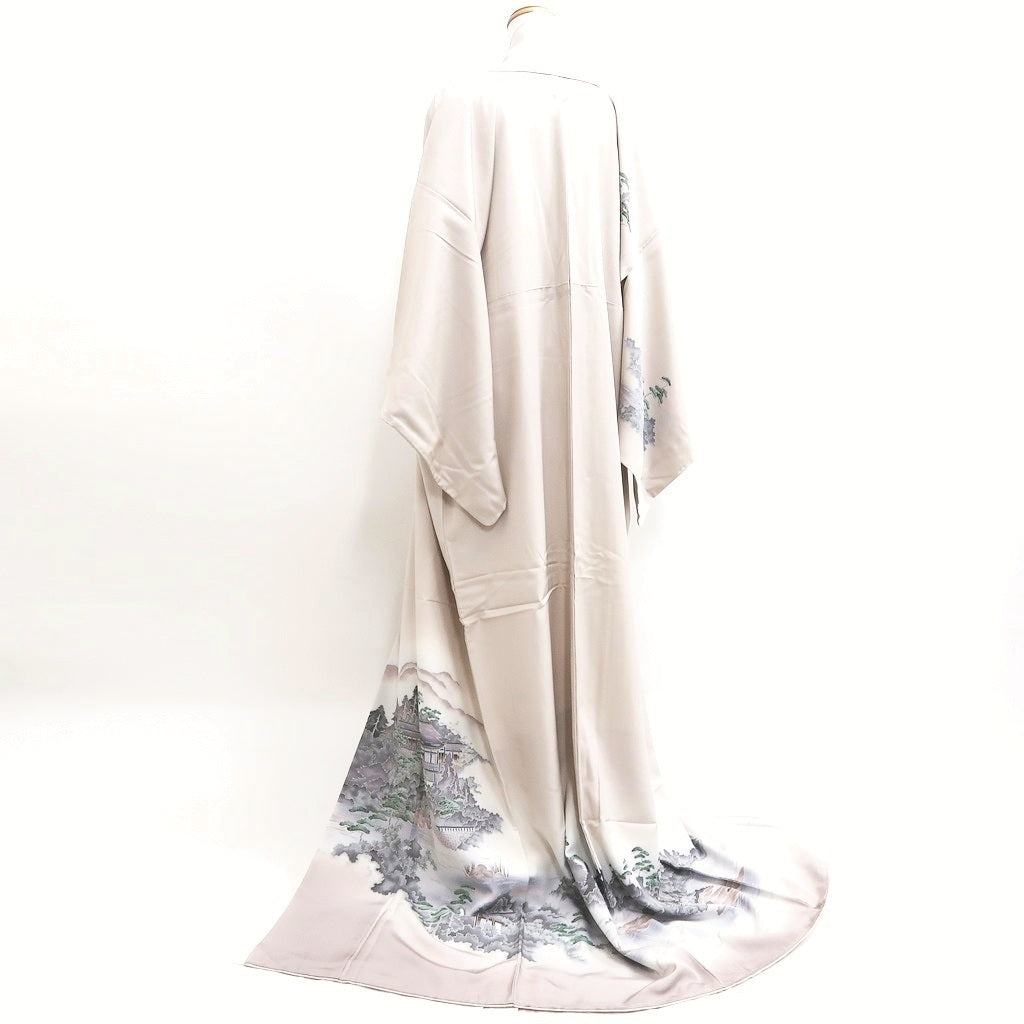 Kimono Oyster white Kiyomizudera Landscape Tall Silk #9930B5