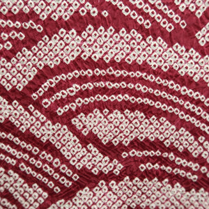 Haori Jacket Vintage(1950-1980) Wine red Shibori Wave Silk #9745A2