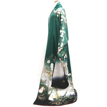 Load image into Gallery viewer, Furisode Green Butterfly Cherry Blossom Silk #10308E5
