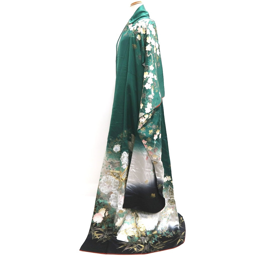 Furisode Green Butterfly Cherry Blossom Silk #10308E5