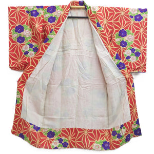 Juban Vintage(1920-1950) Light Red Camellia Plum blossom Silk #10372F4