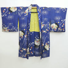 Load image into Gallery viewer, Haori Jacket Vintage(1920-1950) Blue Pine Tree Plum blossom Long Silk #9964C1
