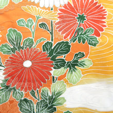 Load image into Gallery viewer, Furisode Orange Chrysanthemum Silk #11086A5
