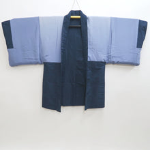 Load image into Gallery viewer, Men&#39;s Haori Vintage(1920-1950) Dark Blue Hige-Tsumugi Kinkakuji Temple Silk #9823B1
