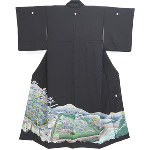 Tomesode Black Landscape Silk #10397A1