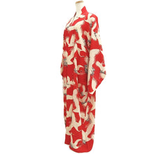 Load image into Gallery viewer, Juban Vintage(1920-1950) Red Crane Birds Silk #10384F5
