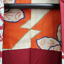 Load image into Gallery viewer, Haori Jacket Vintage(1920-1950) Wine red Light Blue Shibori Chrysanthemum Silk #11008F5
