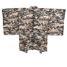 Load image into Gallery viewer, Haori Jacket Vintage(1950-1980) Black Floral pattern Silk #11019A2

