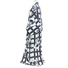 Load image into Gallery viewer, Yukata Vintage(1950-1980) White Navy Kabuki Cotton #10764D4

