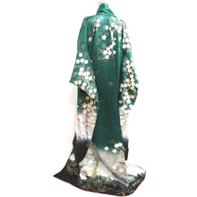 Load image into Gallery viewer, Furisode Green Butterfly Cherry Blossom Silk #10308E5
