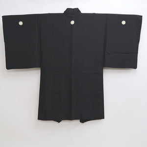 Men's Haori Vintage(1950-1980) Black Habutae Silk #9986C2