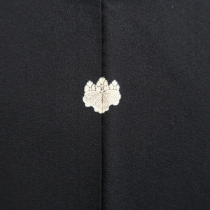 Haori Jacket Vintage(1950-1980) Black Silver Plum blossom Branch Silk #10012C3